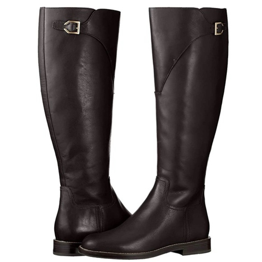 Cole Haan Harrington Womens 7.5B Knee High Riding Equestrian Boot Black Leather